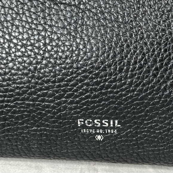 Fossil Black Leather Bag Purse Pebble Cow Hide Leather Vachette Small Satchel - Picture 14 of 16